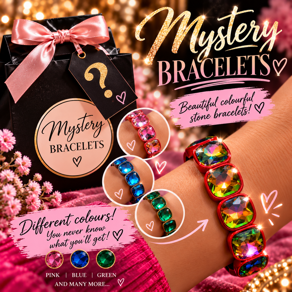 Mystery Colourful Crystal Stone Bracelet