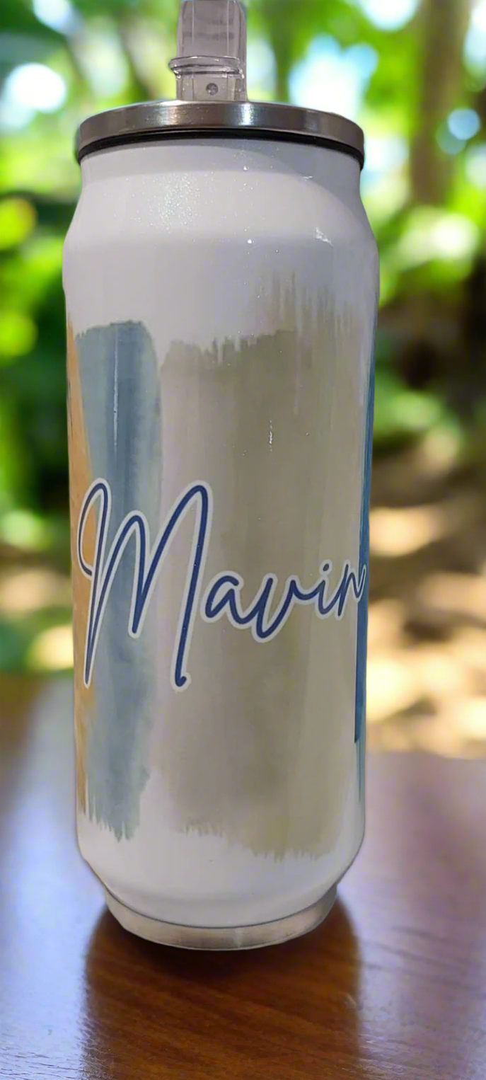 White can with 'Mavin' branding on a textured white background