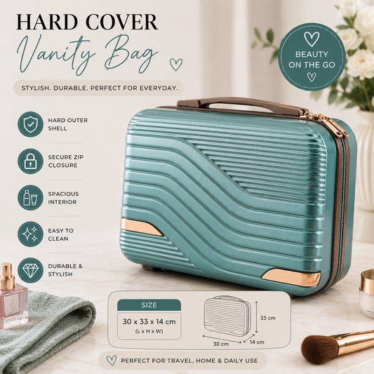 Hard Cover Vanity Bag – Stylish, Durable; Travel Ready