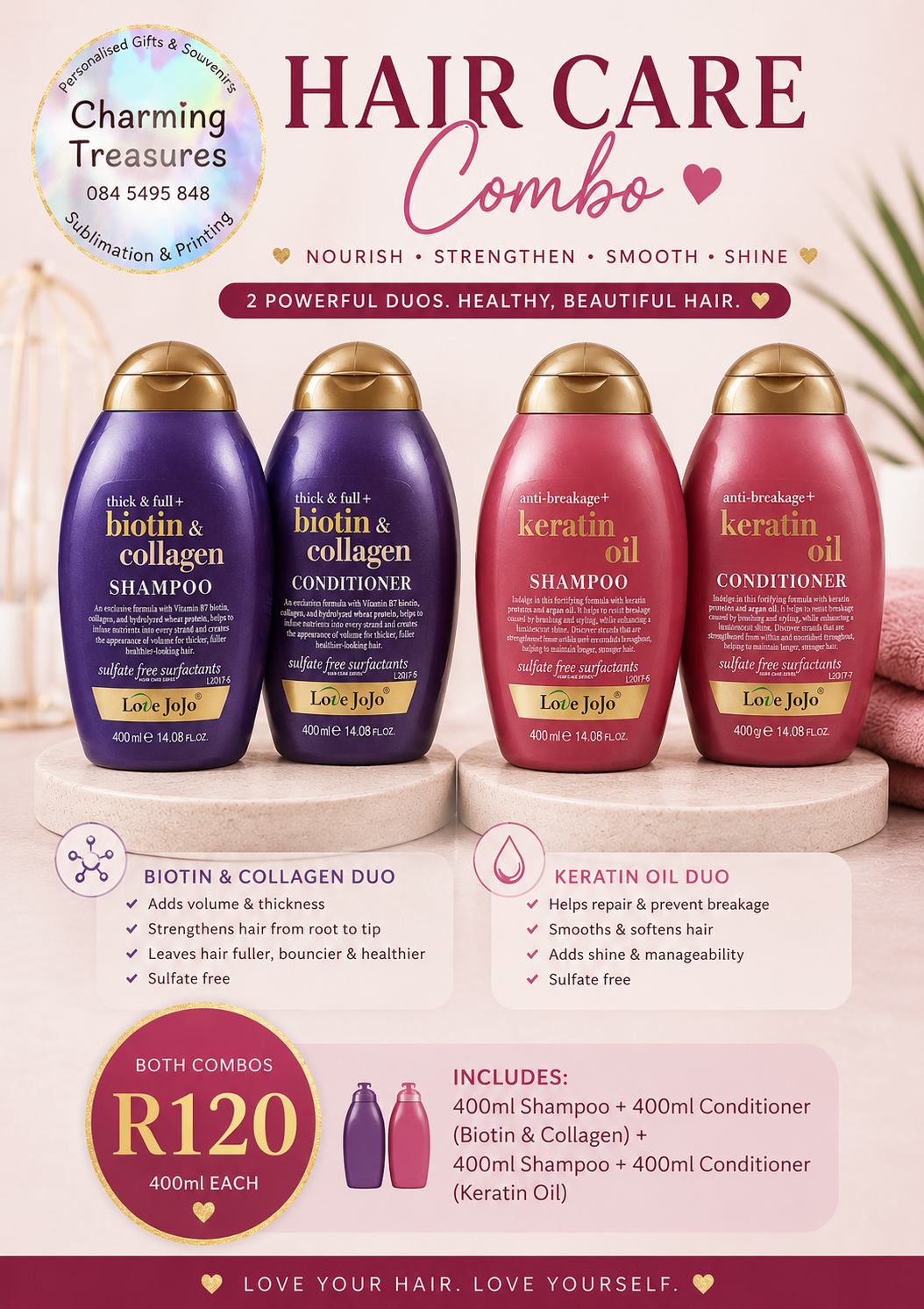 Love JoJo Hair Care Combo – 400ml Shampoo & 400ml Conditioner