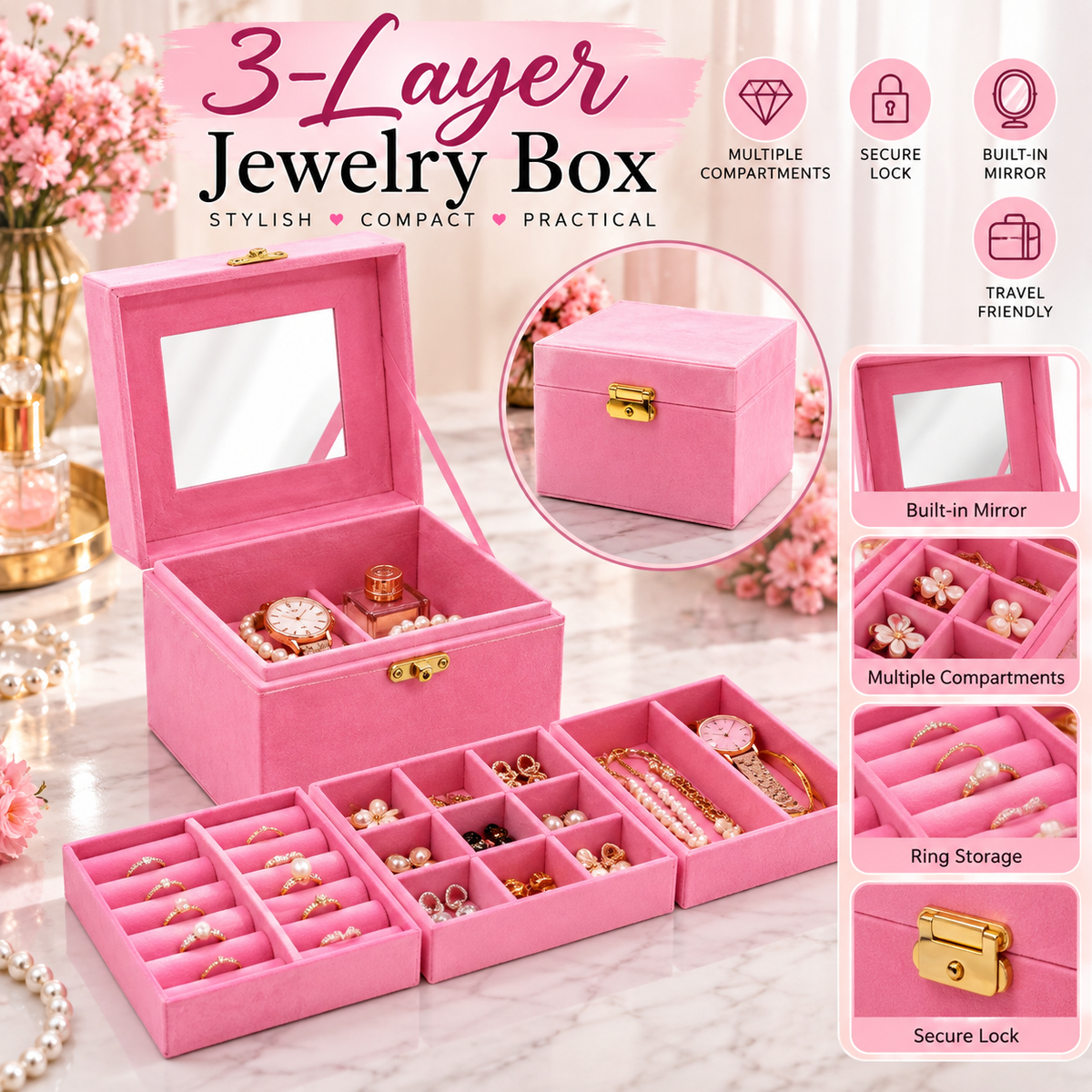 Large Leather Jewellery Organizer