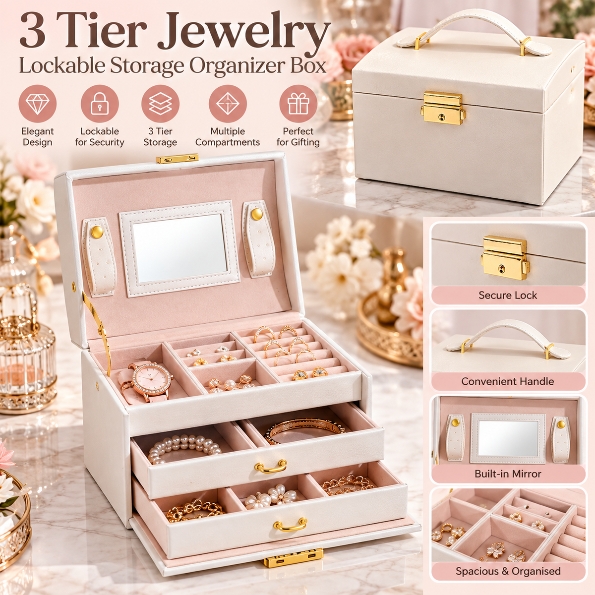 Large Leather Jewellery Organizer