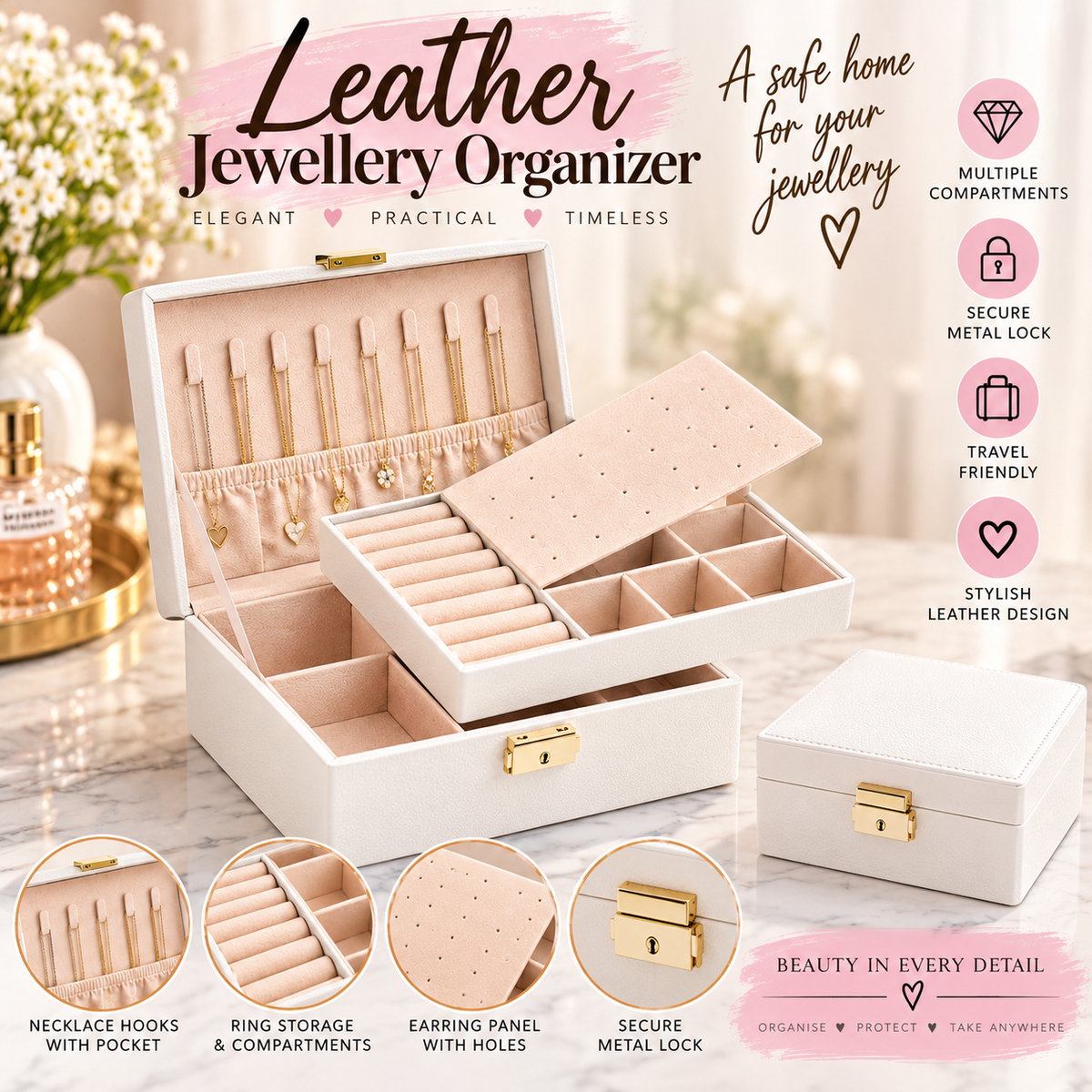 Large Leather Jewellery Organizer