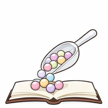 Logo of Scoop Shop with an open book and ice cream scoop illustration on a white background.