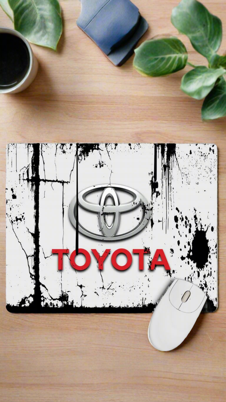 Mouse pad with Toyota logo on a white background