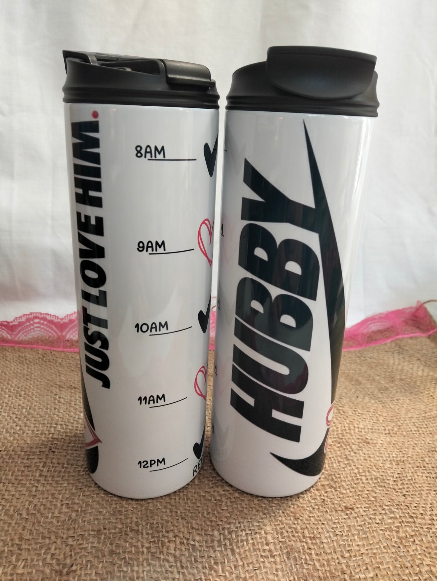 Hubby & Wifey 570ml Skinny Tumbler Combo – Double-Walled Stainless Steel ❤️