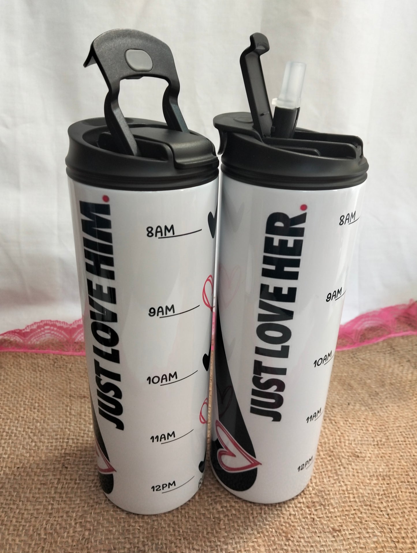 Hubby & Wifey 570ml Skinny Tumbler Combo – Double-Walled Stainless Steel ❤️