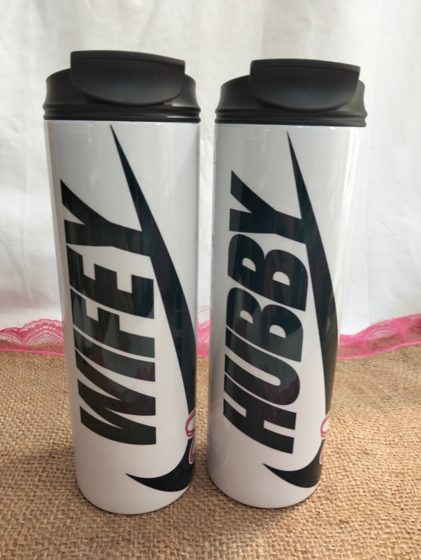 Hubby & Wifey 570ml Skinny Tumbler Combo – Double-Walled Stainless Steel ❤️