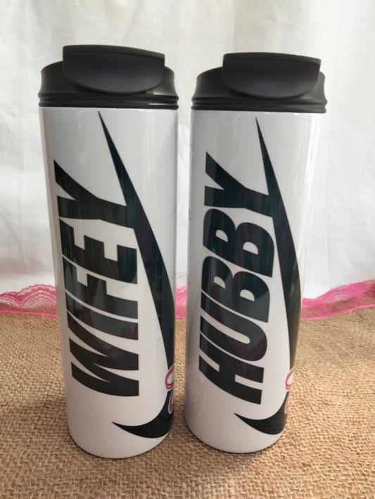 Hubby & Wifey 570ml Skinny Tumbler Combo – Double-Walled Stainless Steel ❤️